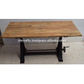 Industrial Crank Drafting Table Rectangular Mango Wood Top